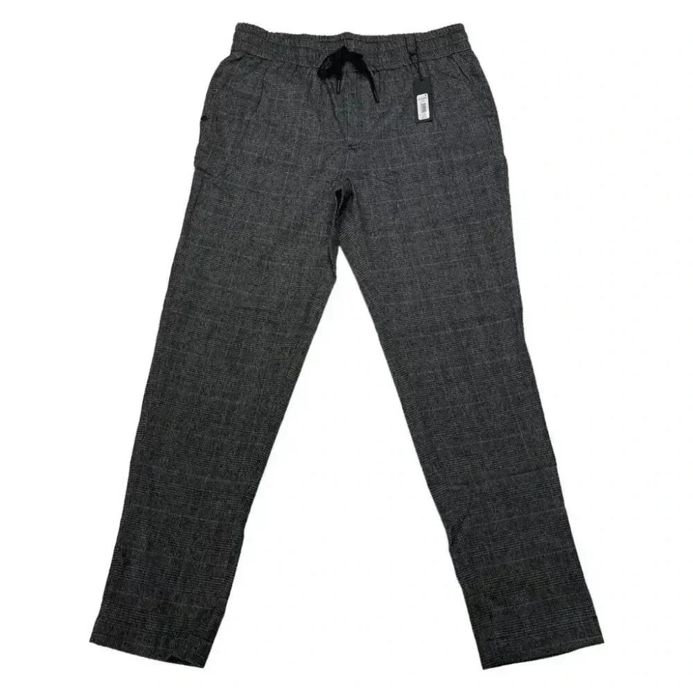 Natori Dogen Charcoal Herringbone Plaid Mens Sweatpants Size Medium - Picture 3 of 13